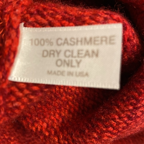 Margaret O’Leary Hand Knit V Neck 100% Cashmere Sweater Size M/L Color Dark Red - Picture 8 of 8